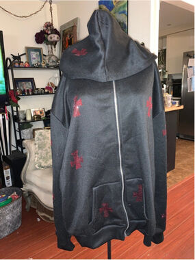 Women's Unbranded Black & Red Cross Full-Zip Hoodie 3X